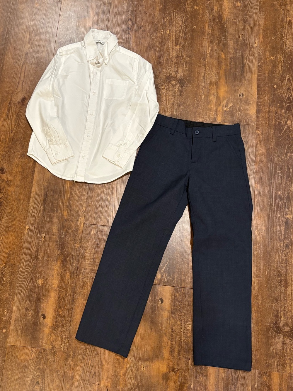 Boys Dark Grey Dress Pants - Classic Straight Fit and White Button Down Shirt